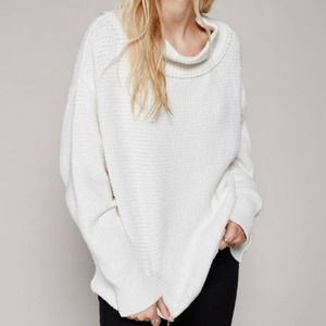 Free People Livvy White Mock Neck Sweater Size Small